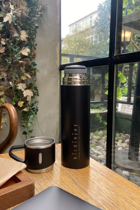 MILDRA THERMOS SİYAH ÇELİK BARDAKLI TERMOS - Termoslar - BIRDIEJAY
